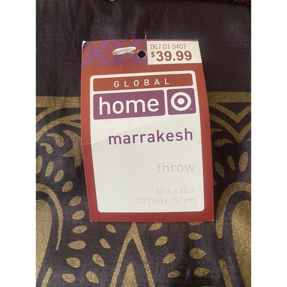Target Global Home Marrakesh Throw 50x60 Burgundy Velvet Beaded Fringe 2005 NEW - Picture 6 of 7